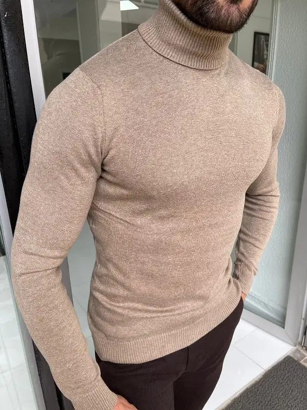 Classic Refined Slim Fit Cotton Turtleneck Sweater