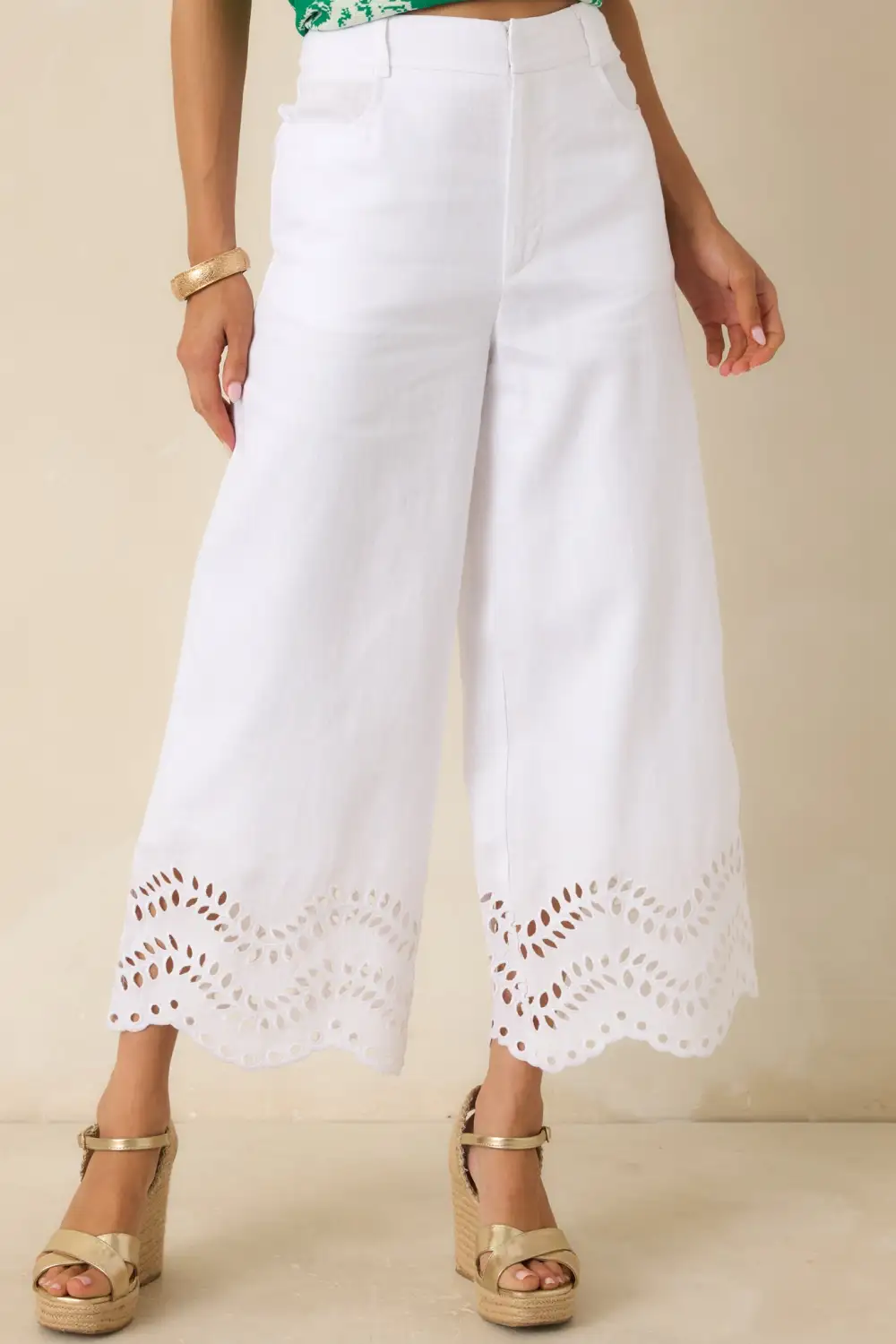 Embroidered Wide Leg Wide Leg Pants