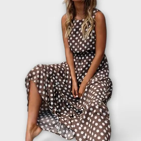 Polka Dot Flowing Relaxed Midi Dress