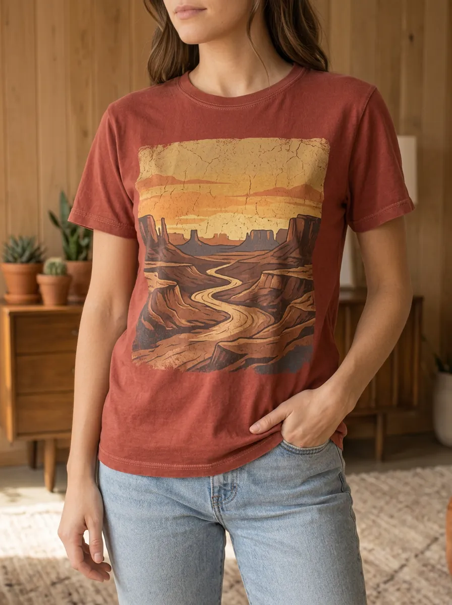 Women's Wilderness Desert Landscape Nature Lover Crew Neck T-Shirt