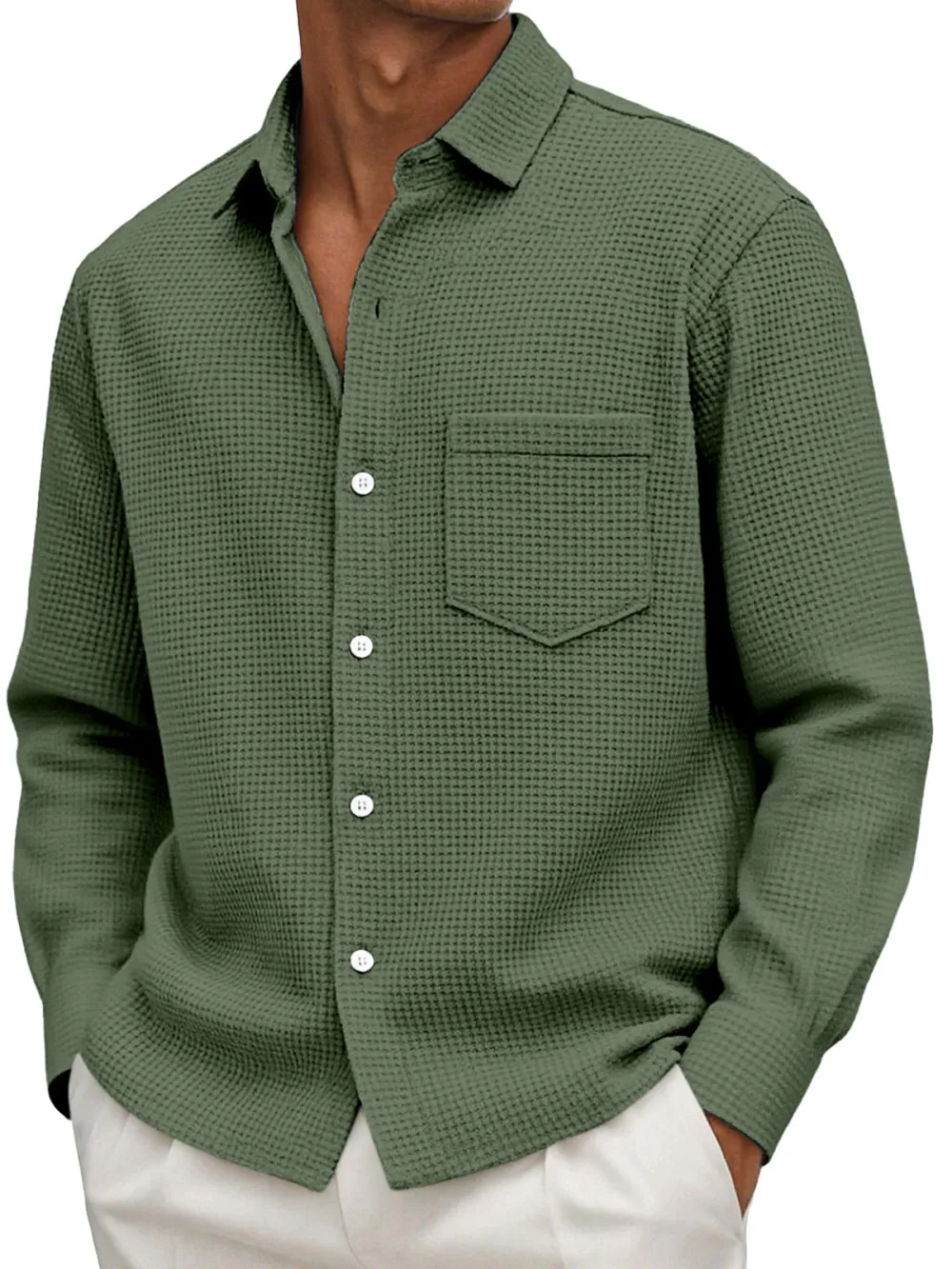 Roomy Textured Knit Pocket Shirt