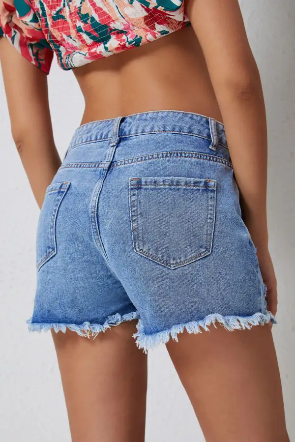 Sky Blue High Rise Crossover Waist