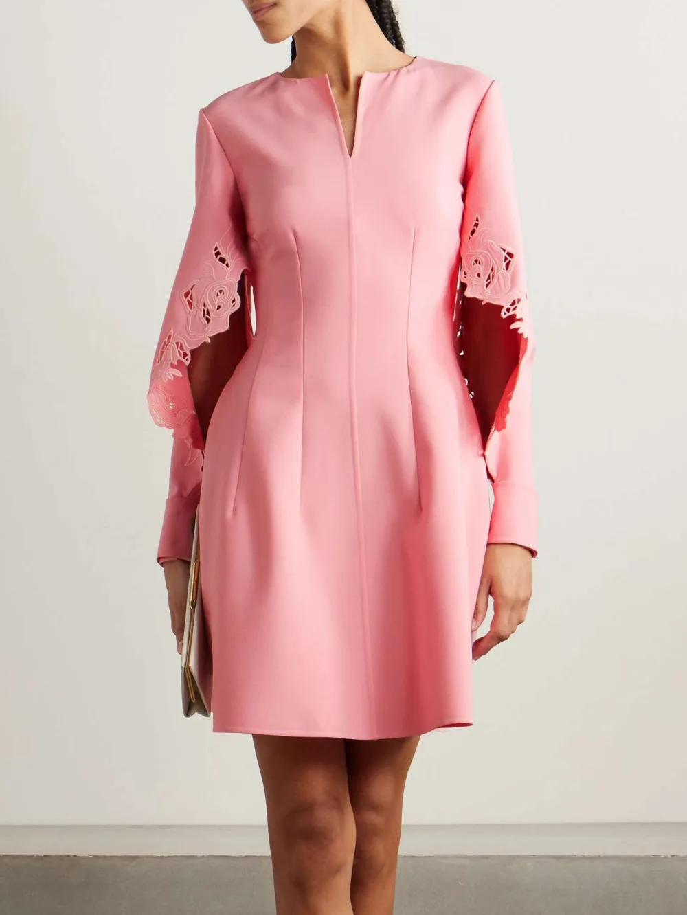 Rose Embroidery Line Elegant Mini Dress