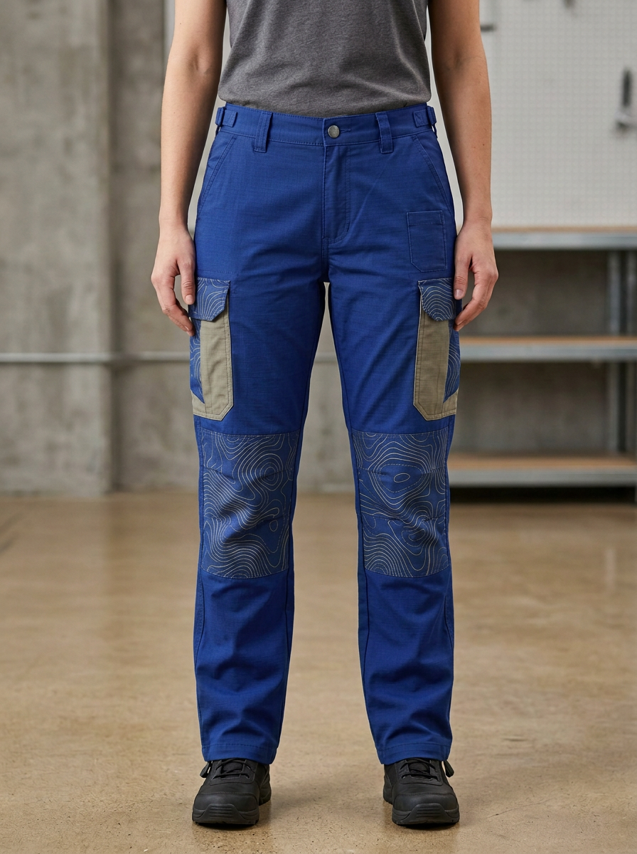 Unisex Outdoor Topographic Map Tactical Work Illustrated Motif Pants