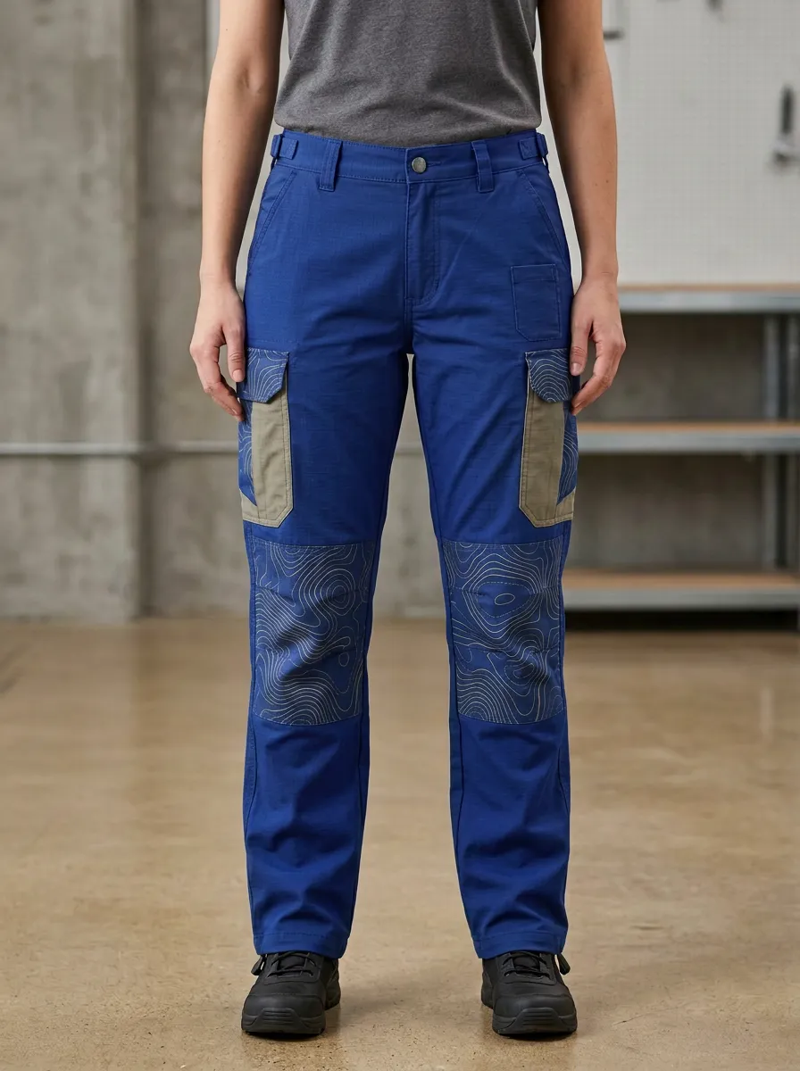Unisex Outdoor Topographic Map Tactical Work Illustrated Motif Pants
