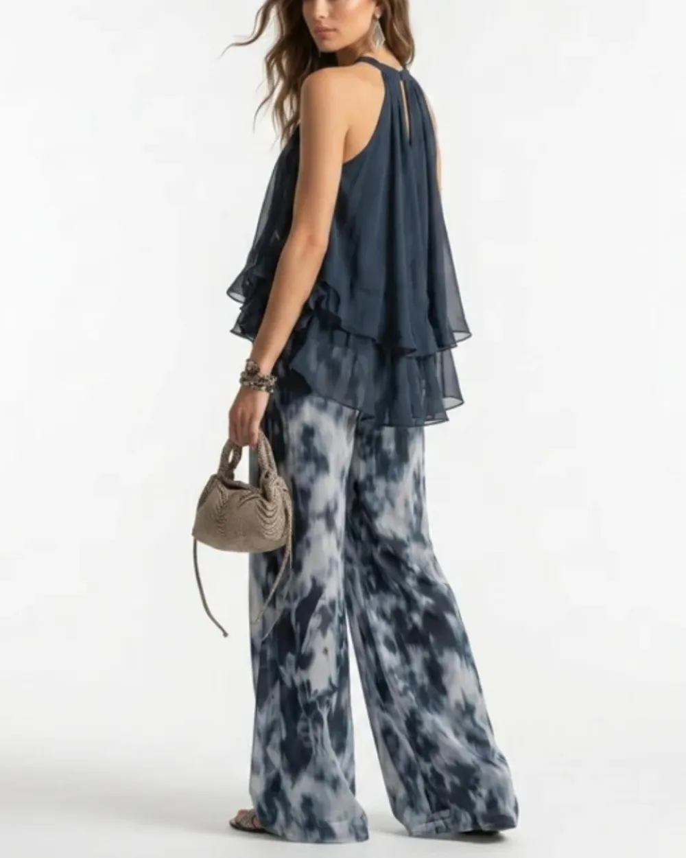 Off-Shoulder Blouse and Pants Set Elegant Two-Piece Outfit