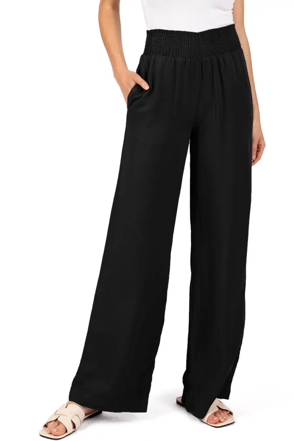 Elastic Waist Wide-Leg Pants