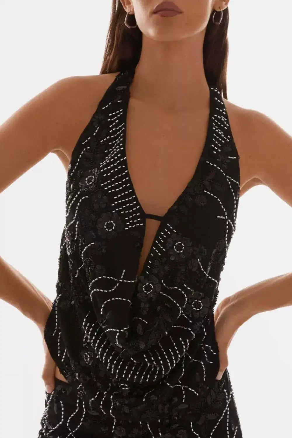 Halter-Neck Beaded Tank Top
