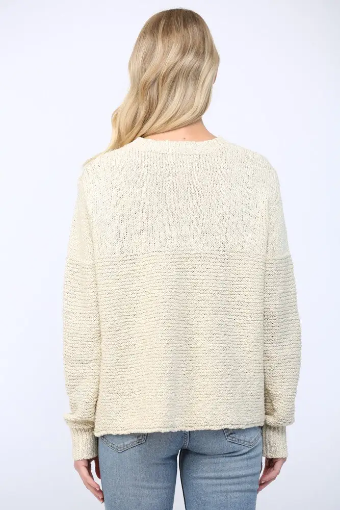 Textured Knit Sweater - Ecru