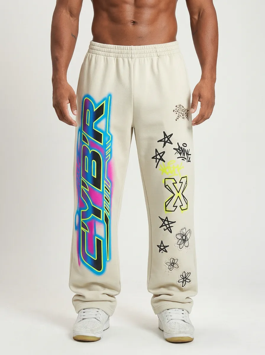 Unisex Urban Streetwear Graffiti Star Sweatpants