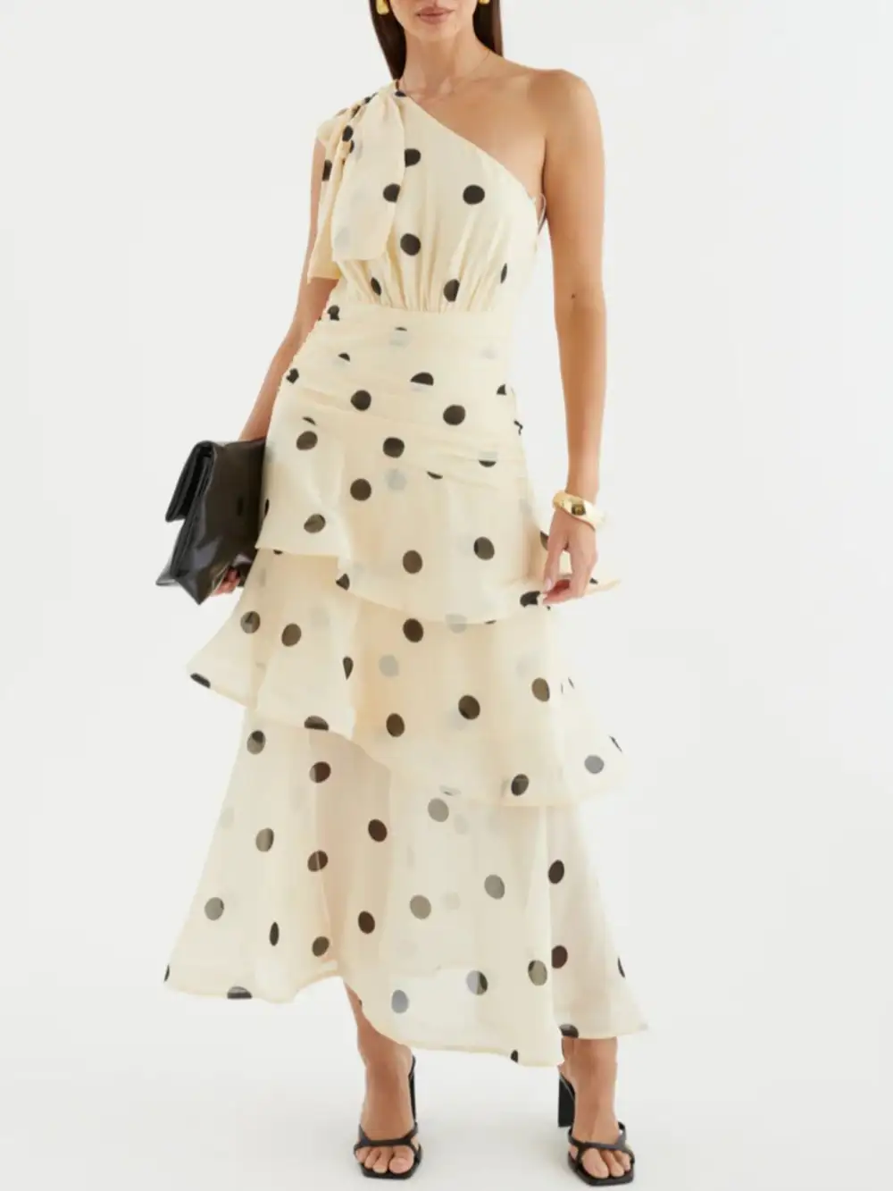 Polka Dot Ruffle Dress Casual
