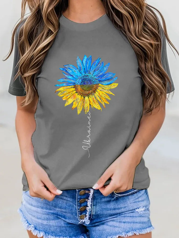 Sunflower Printed Short-Sleeved T-Shirts