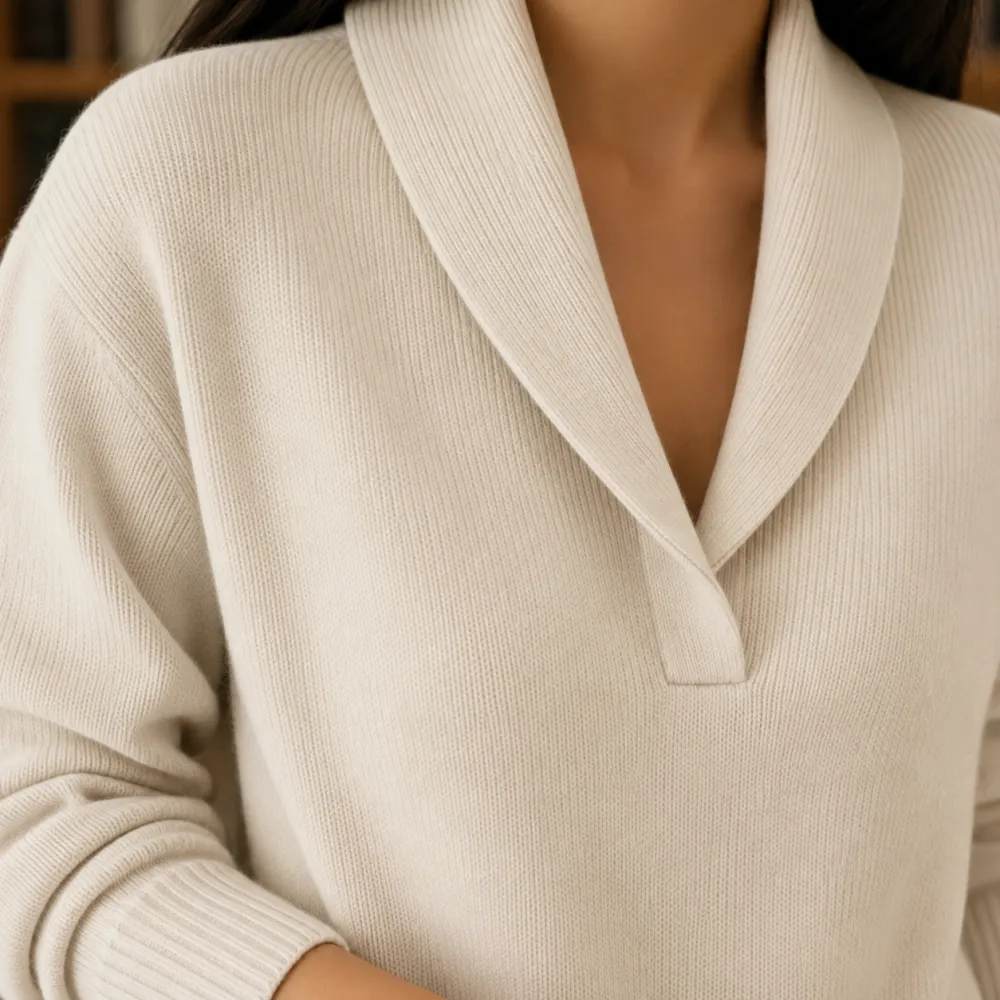 Shawl Collar Soft Knit Sweater