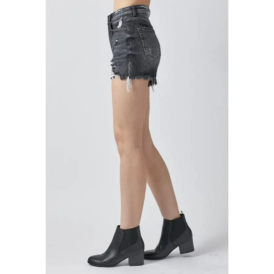 Full Size High Rise Distressed Denim Shorts