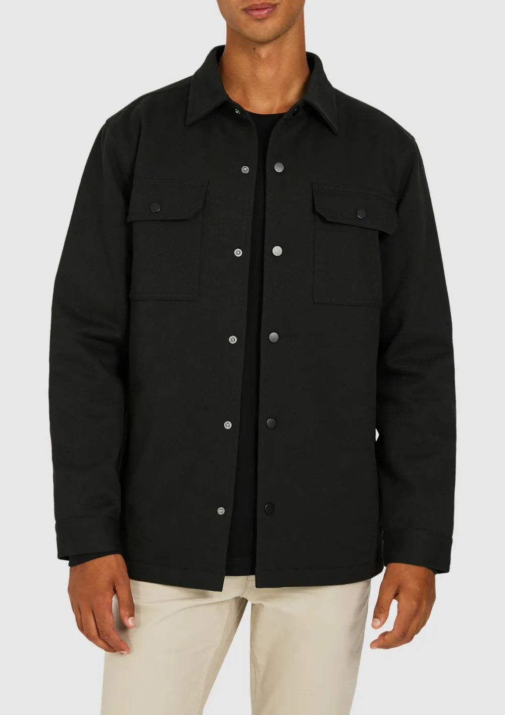 Black Basic Daily Double-Breasted Jacket