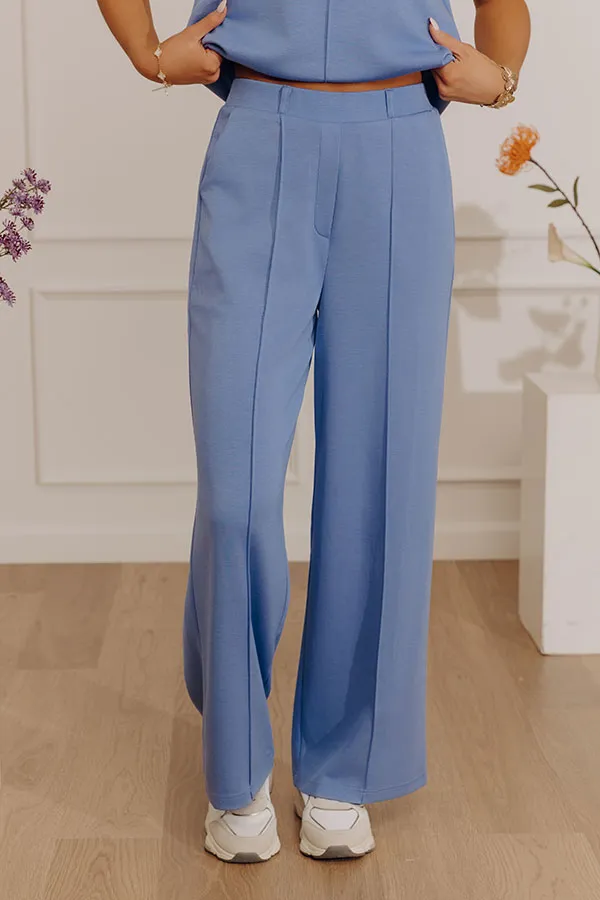 High Waist Relaxed Wide Leg Elastic Waist Stretch Pants