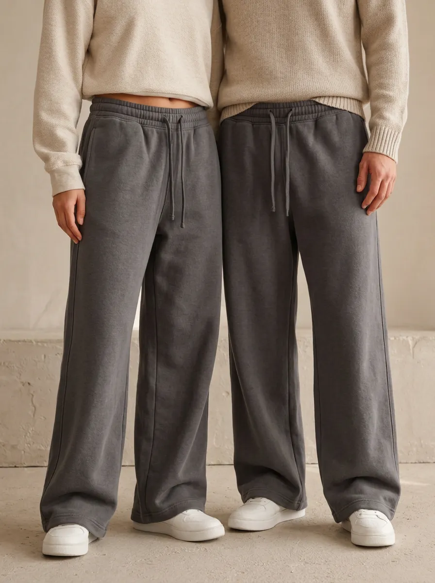 Unisex Draped Wide-Leg Drawstring Sport Pants
