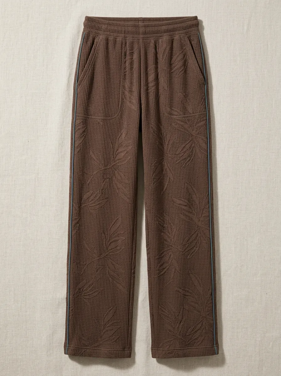 Women's Off-Duty Botanical Print Tropical Leaf Print Waffle Lounge Pants
