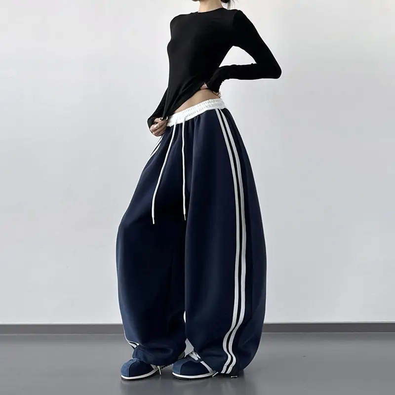 Tailored Striped Color Block Wide Leg Floor Length Pants