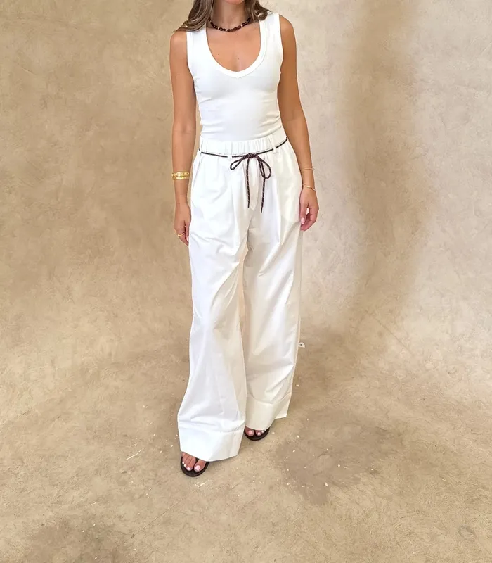 White Wide-Leg Paracord Pants