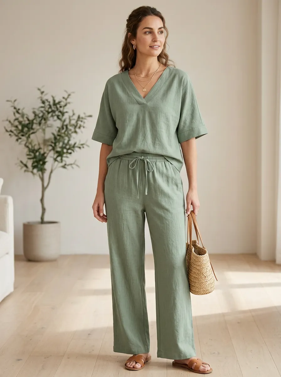 Everyday Pleated Women's V-Neck Shirt