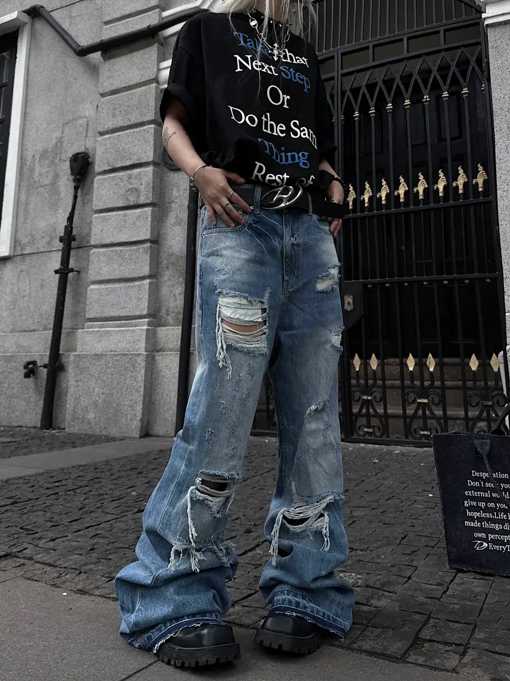 Flared Stacked Whisker-Fade Jeans