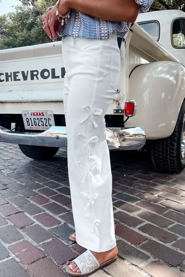 Ruched Polished Denim Jeans