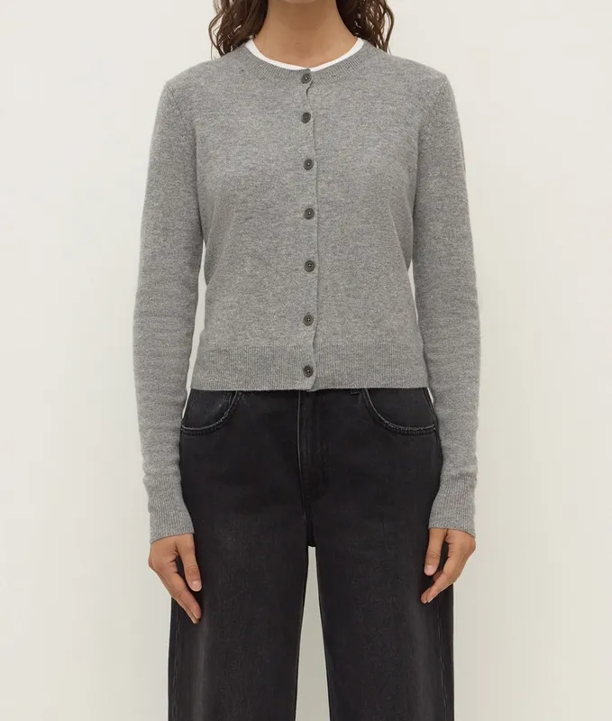 Gray Marle Wool Blend Cropped Cardigan