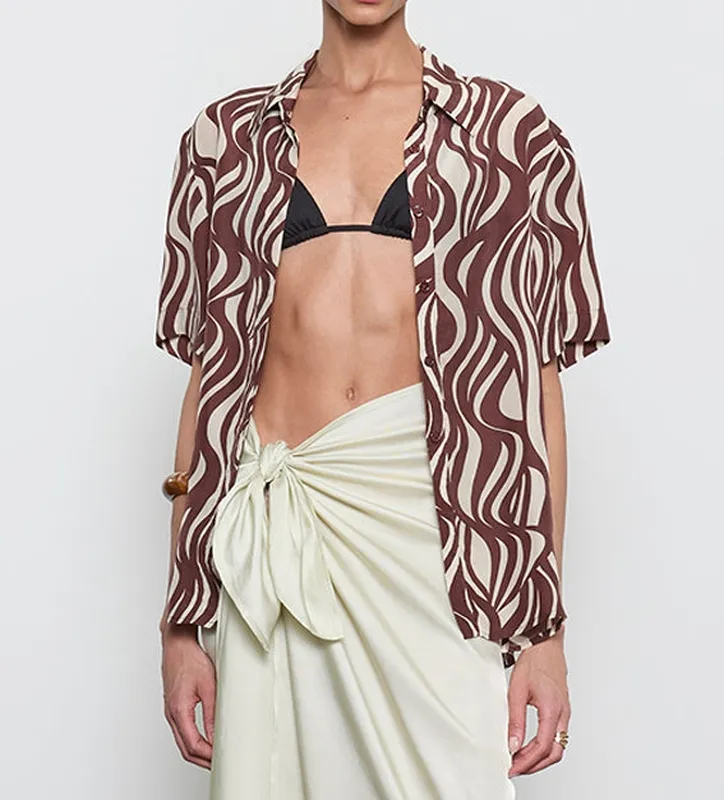 Print Resort Shirt Wave Print