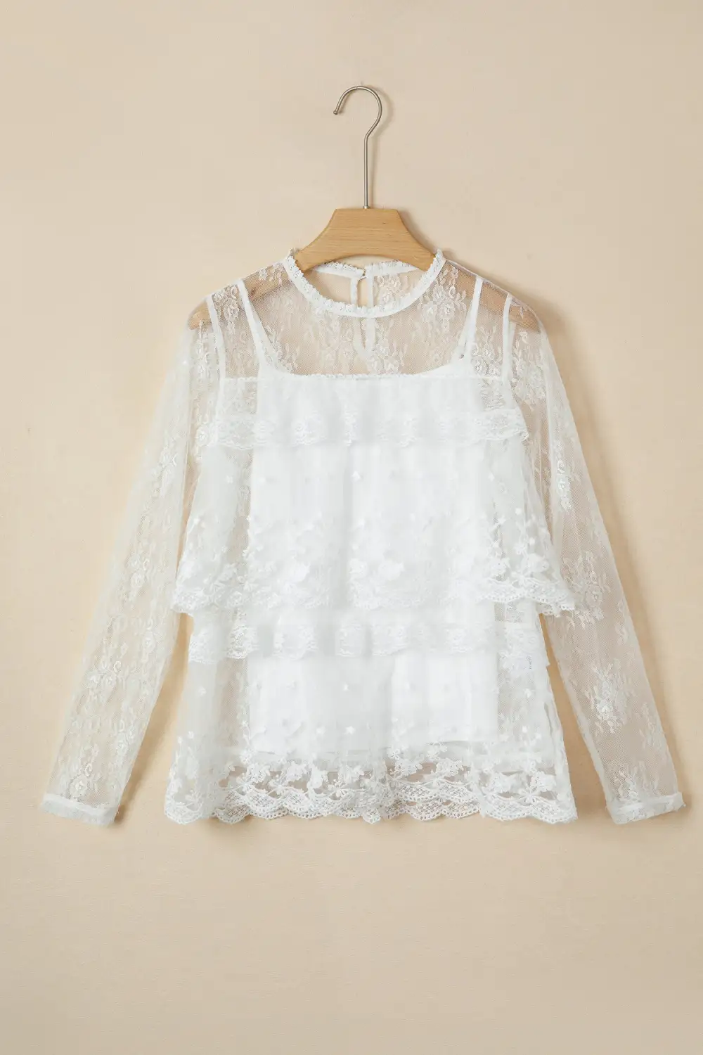 Women's Floral Print Patchwork Lace Top