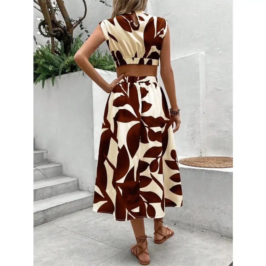 Cutout Cap Sleeve Midi Dress