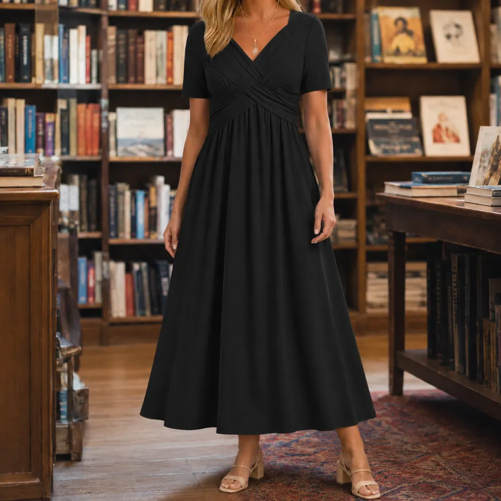 Pleated Empire Midi Dress