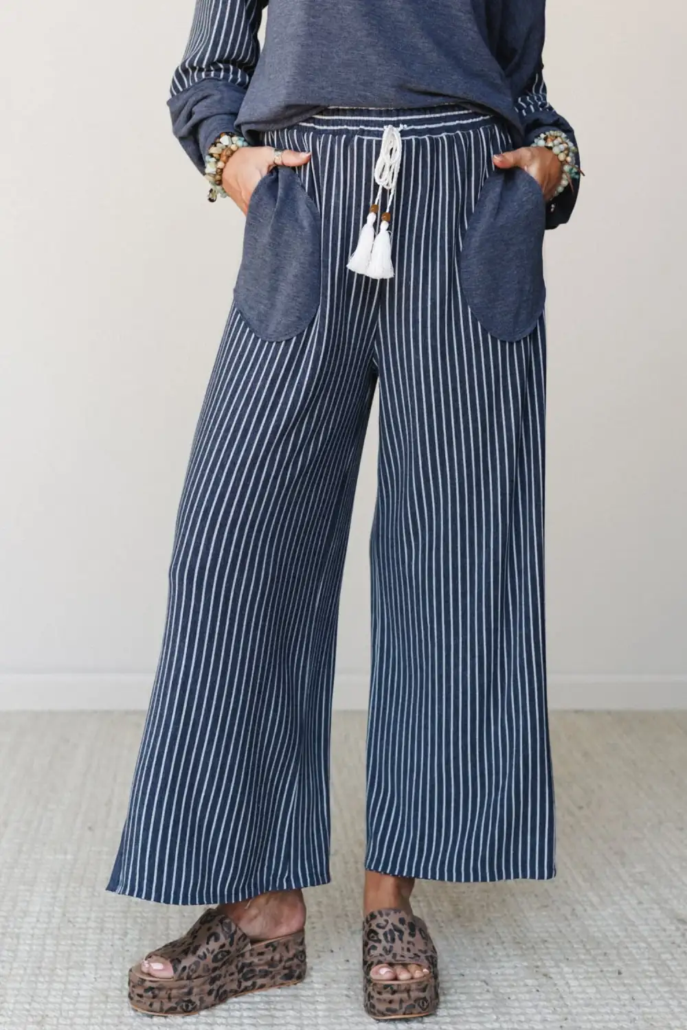 Women's Raw Seam Patchwork Long Sleeve Top Pocket Casual Pants Two Piece Set