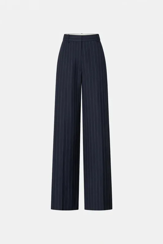 Navy Stripe Wide-Leg Pants