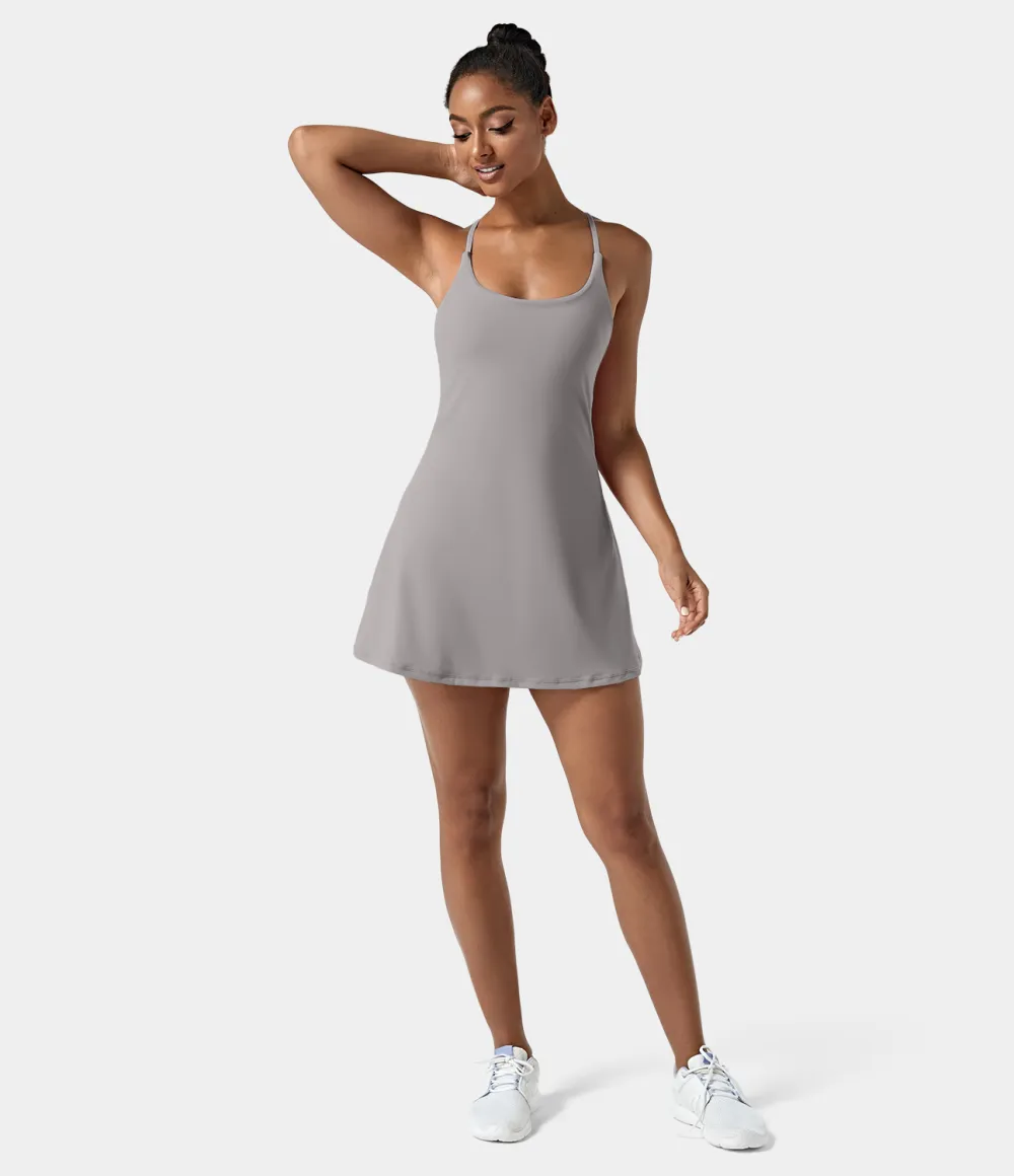 Softlyzero Airy Backless Cut Out 2-in-1 Pocket Cool Touch Mini Activity Dress