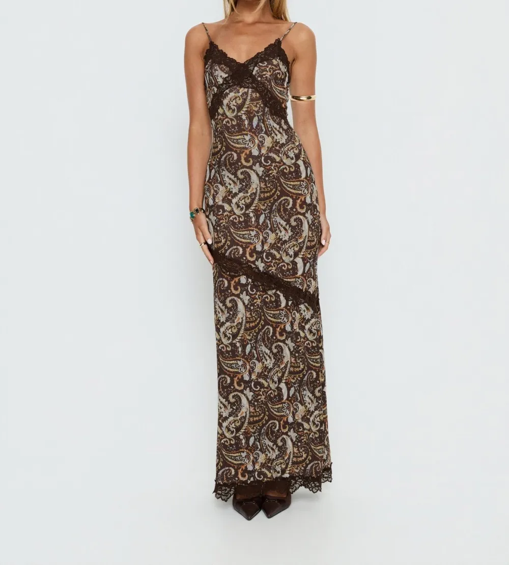 Paisley Mesh Lace Maxi Dress