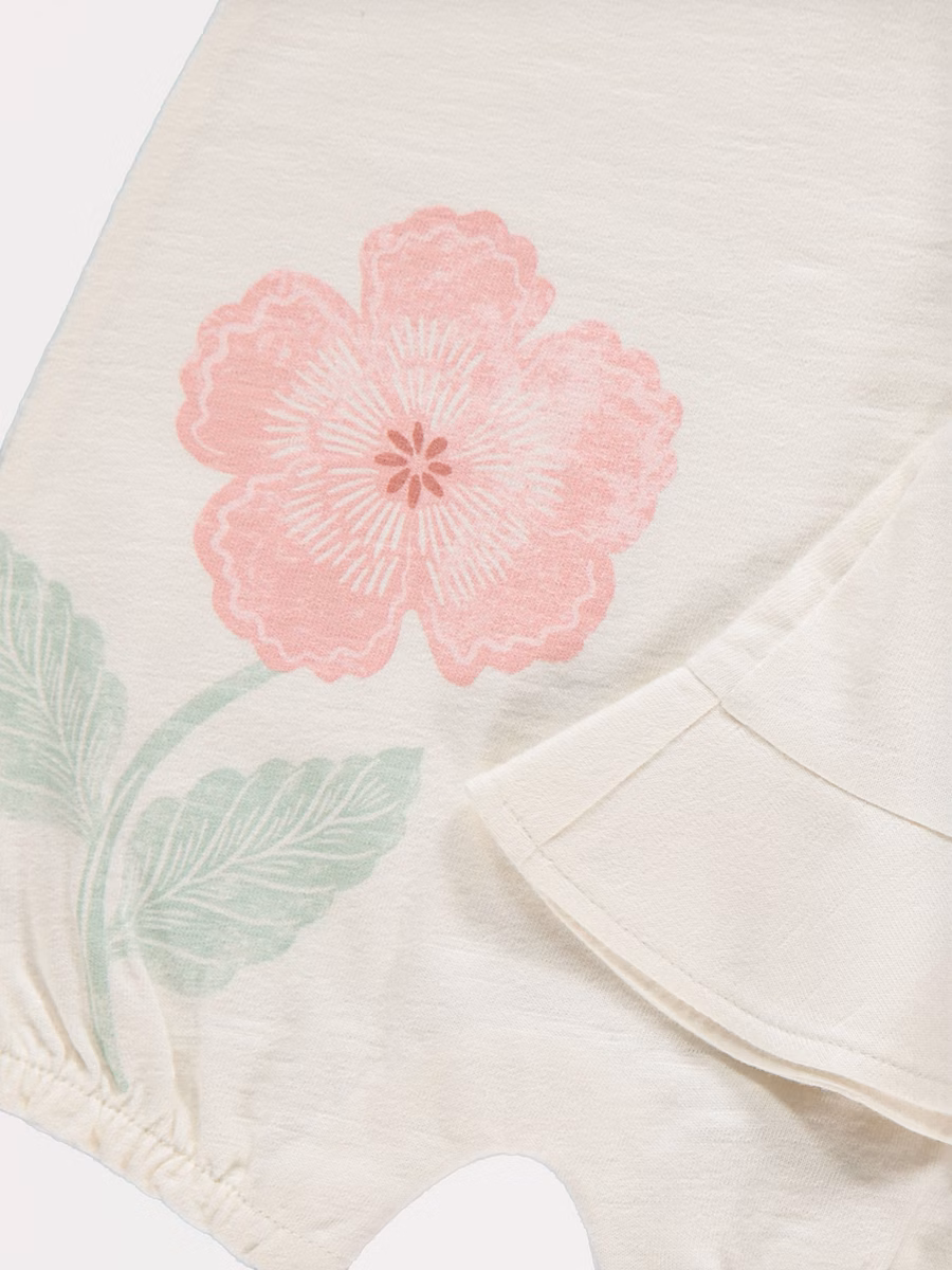Neutral Flower Romper and Hat Outfit detail 1