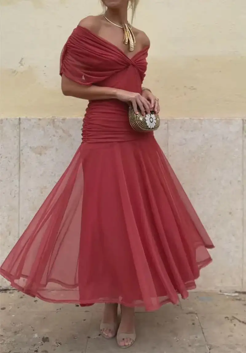 Women's V-Neck Chiffon Cape Bridal Dress