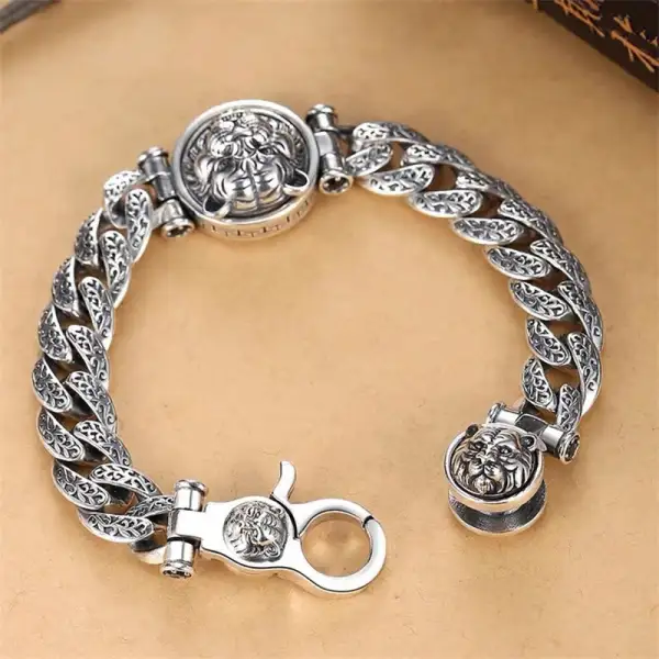 Tiger Tang Dynasty Flower Design Engraved Bracelet