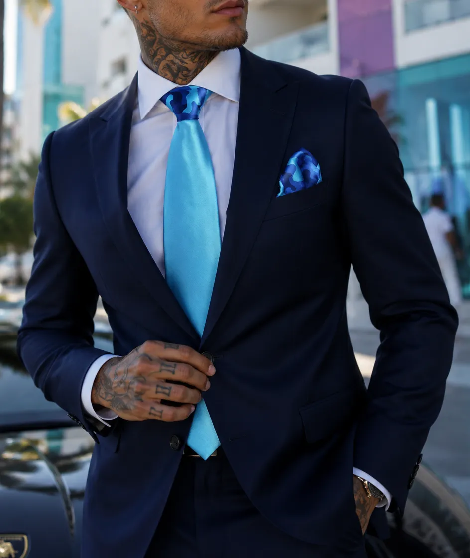 Polished Solid Men's Necktie Accessory Set