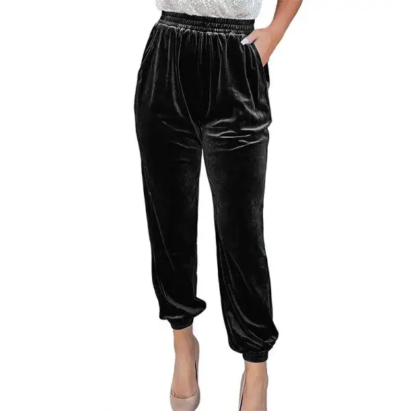 Solid Velvet Jogger Pants