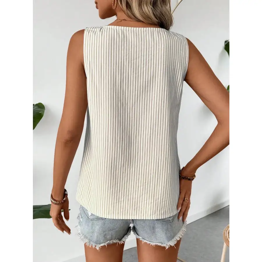 Decorative Button Asymmetrical Tank