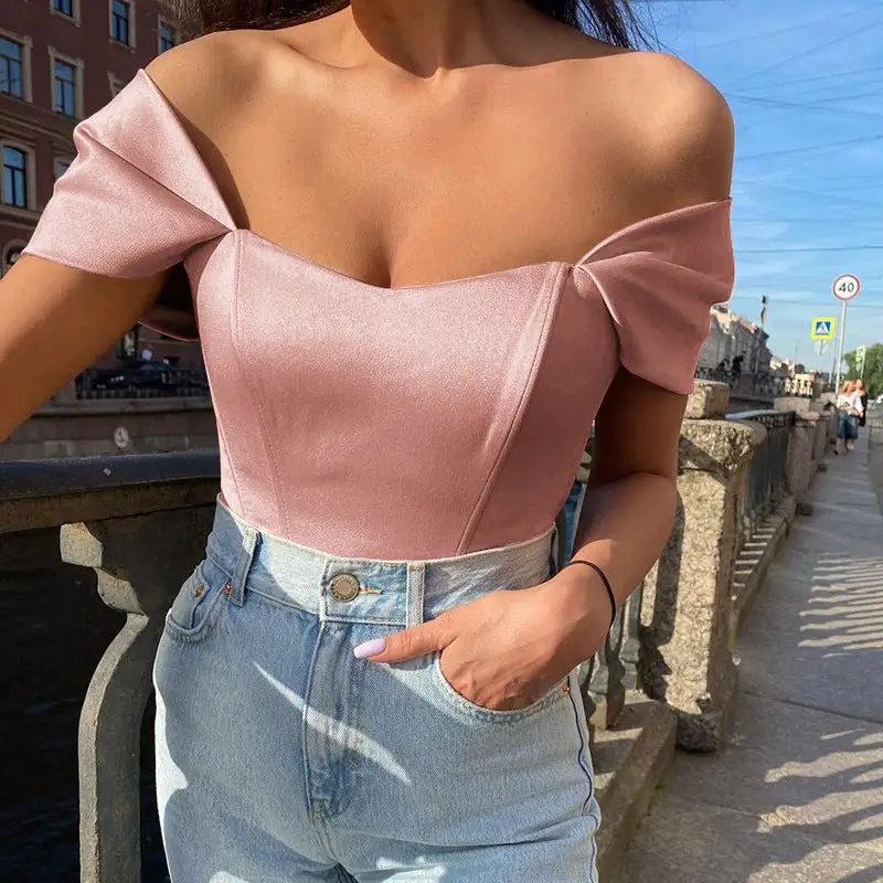 Satin Off Shoulder Fishtail Top