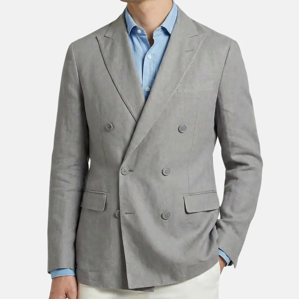 Double Breasted Linen Blazer Jacket