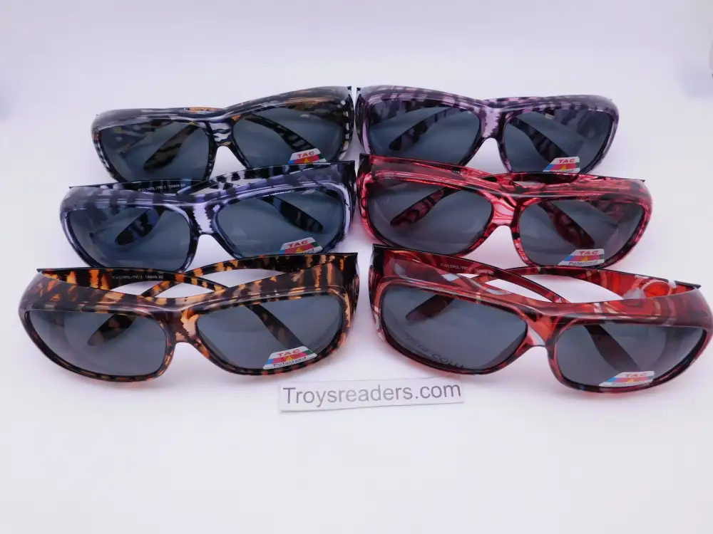 63mm Transparent Swirl Polarized Fit-Over Sunglasses