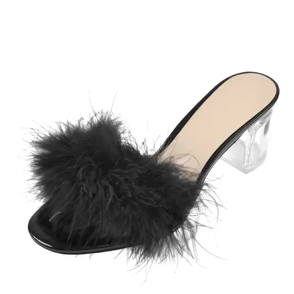 Feather Clear Heel Sandals