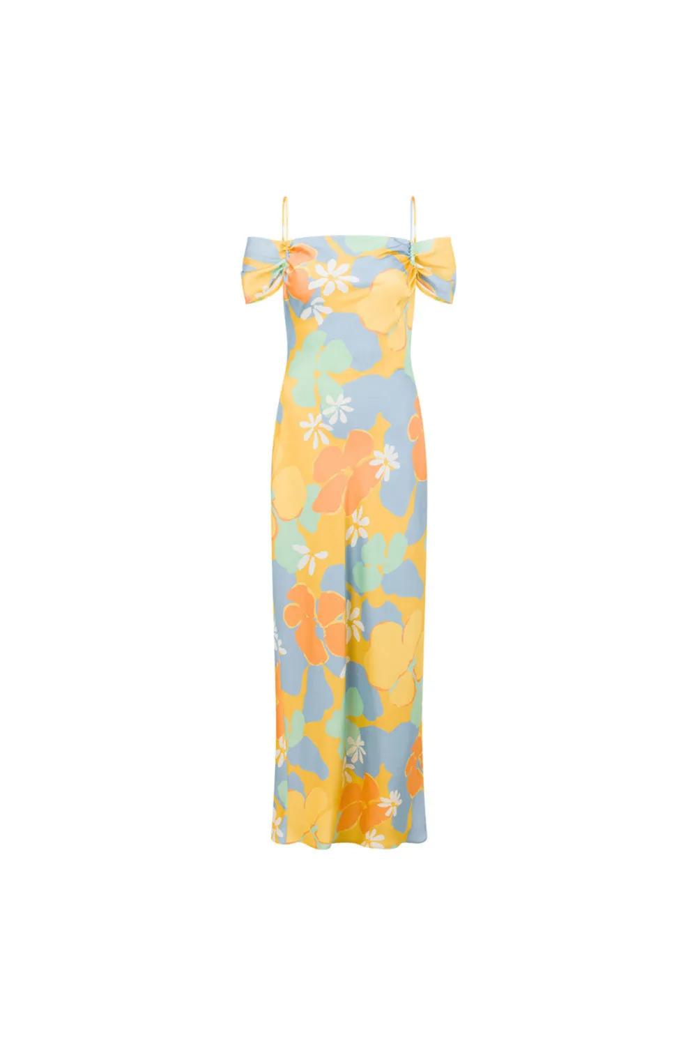Off Shoulder Floral Print Maxi Dress