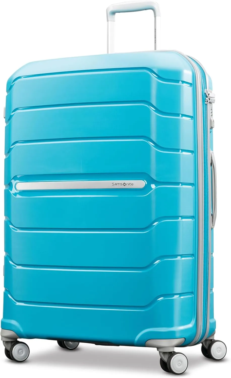 Samsonite Freeform Hardside Carry-On Luggage with Spinner Wheels - Hardshell Suitcase - TSA, Airline-Approved - Expandable Hard Shell, Smooth Rolling Wheels for Lightweight Travel - White/Grey