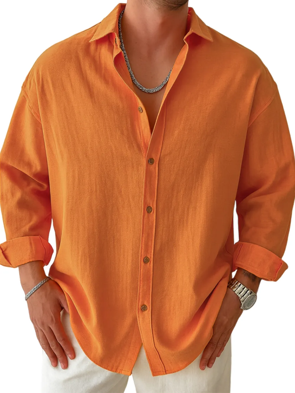 Structured Long Sleeve Pleated Front Shirt