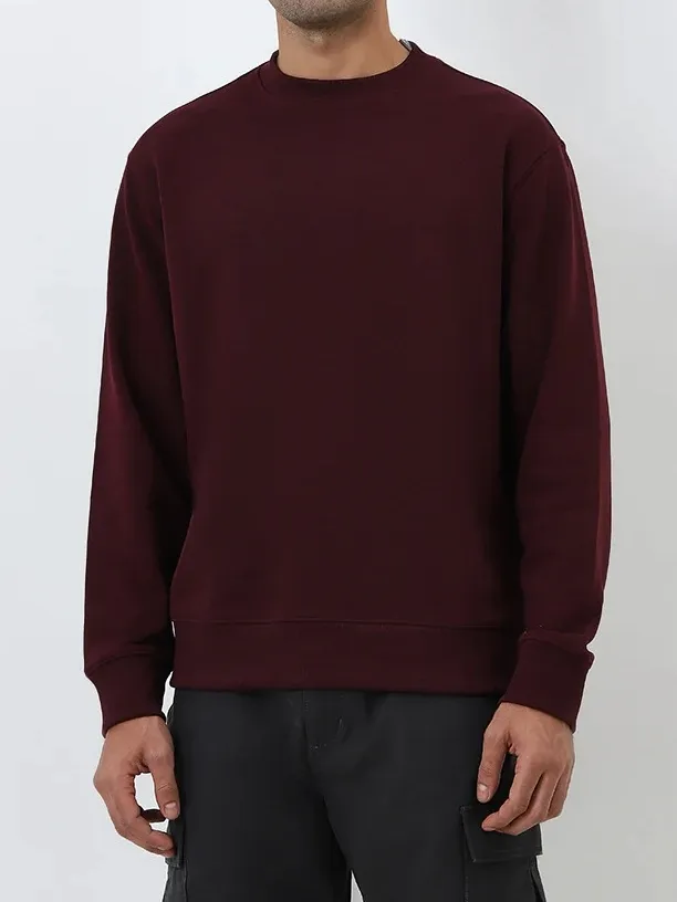 Casual Style  Solid Loose Cotton-Blend Sweatshirt